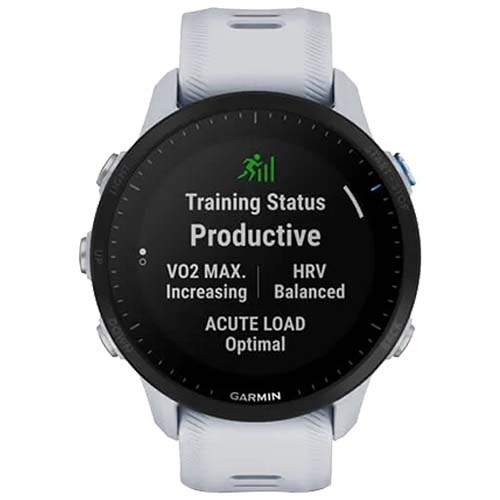 Garmin Forerunner 955 GPS Running Watch featuring a colour touchscreen, advanced GPS tracking, training metrics, navigation tools, and performance insights for runners and athletes.