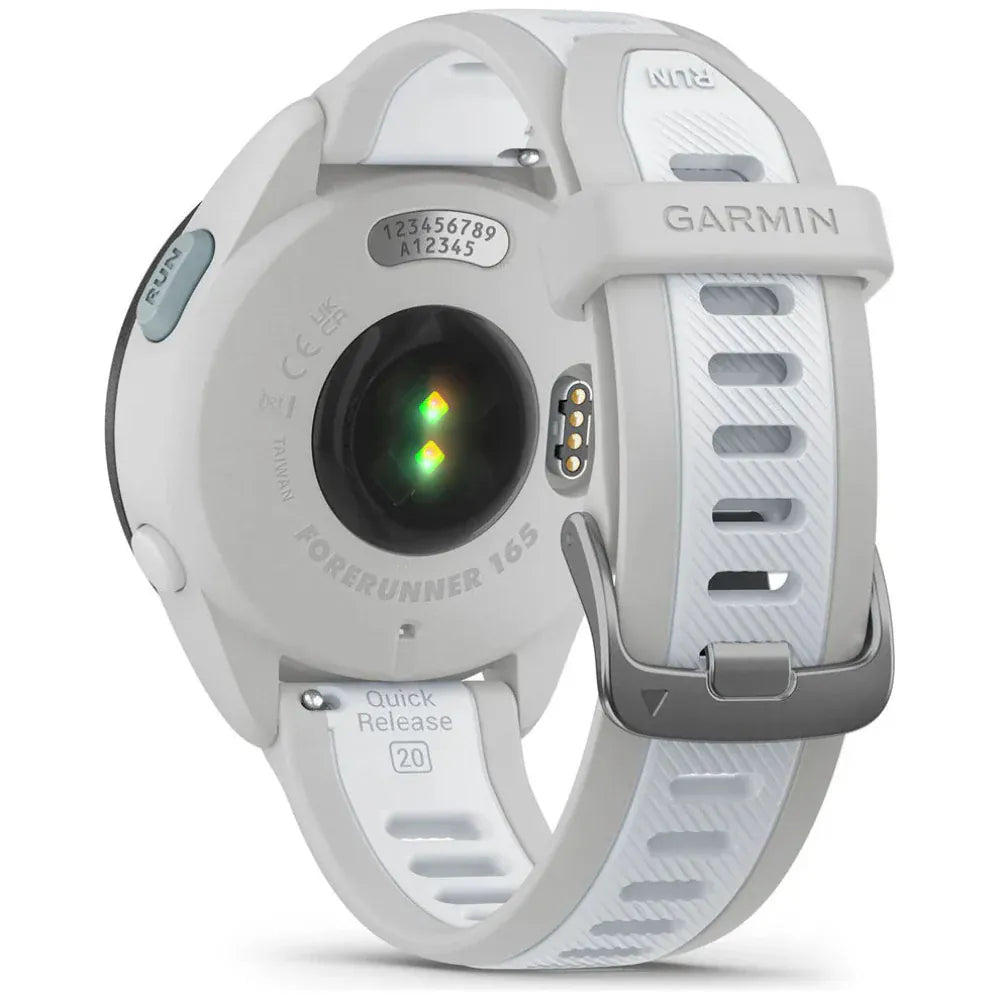 Garmin Forerunner 165 GPS Running Smartwatch with AMOLED display, built-in GPS, heart rate monitoring and advanced fitness tracking features.
