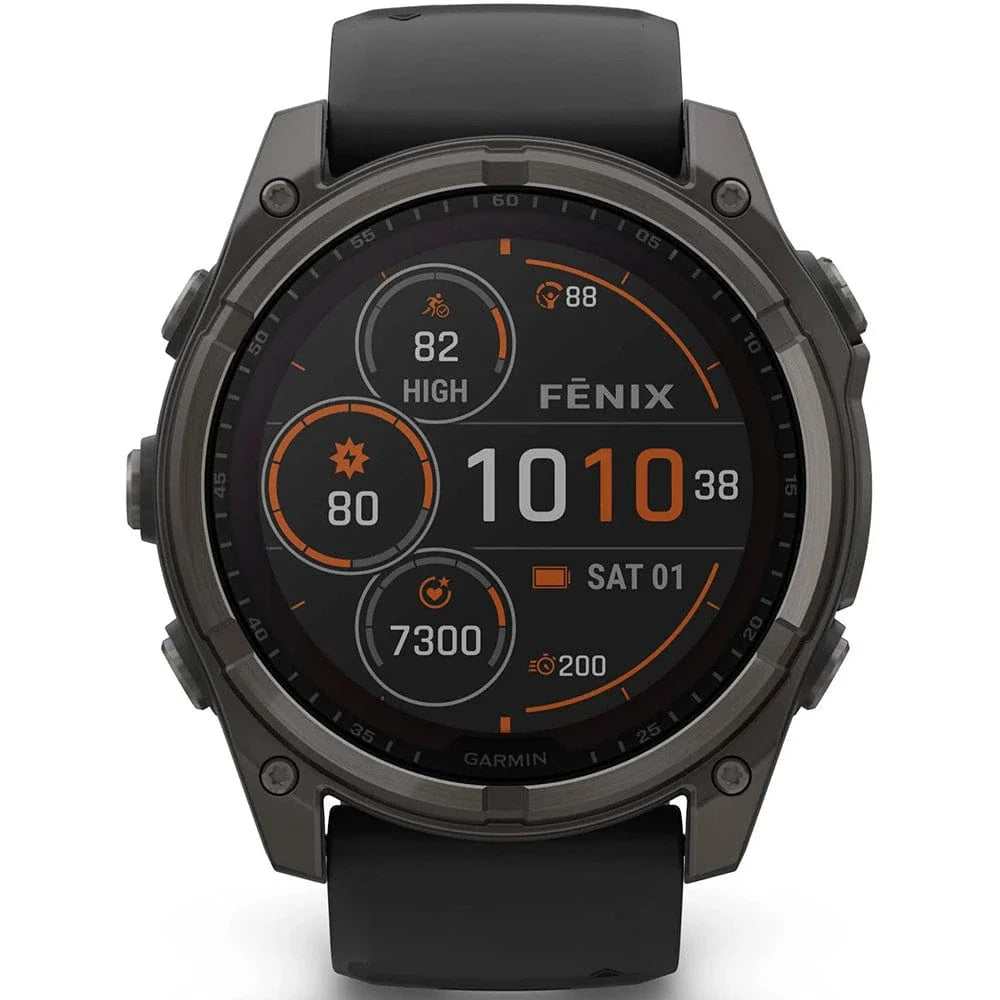 Garmin Smart Watch Garmin Fenix 8 51mm Solar Sapphire Carbon Grey DLC Titanium with Black/Pebble Grey Silicone Band