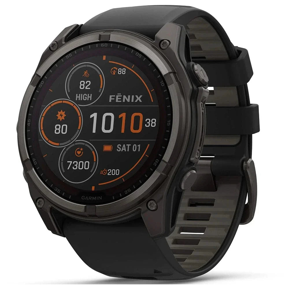 Garmin Smart Watch Garmin Fenix 8 51mm Solar Sapphire Carbon Grey DLC Titanium with Black/Pebble Grey Silicone Band