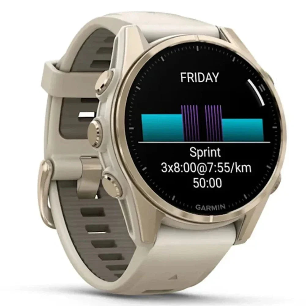 Garmin Smart Watch Soft Gold Garmin Fenix 8 43mm AMOLED Sapphire Soft Gold with Fog Gray/Dark Sandstone Silicone Band