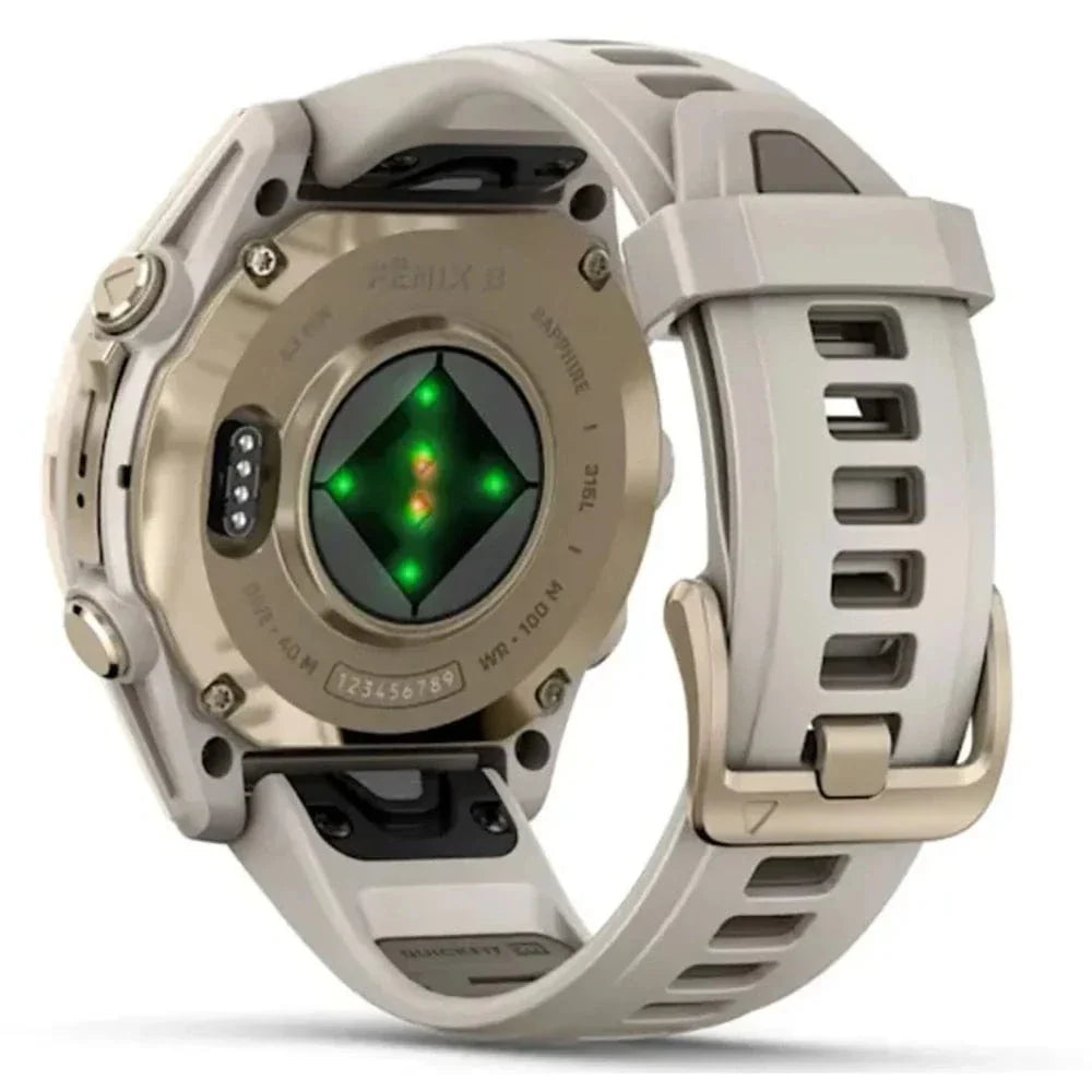 Garmin Smart Watch Soft Gold Garmin Fenix 8 43mm AMOLED Sapphire Soft Gold with Fog Gray/Dark Sandstone Silicone Band
