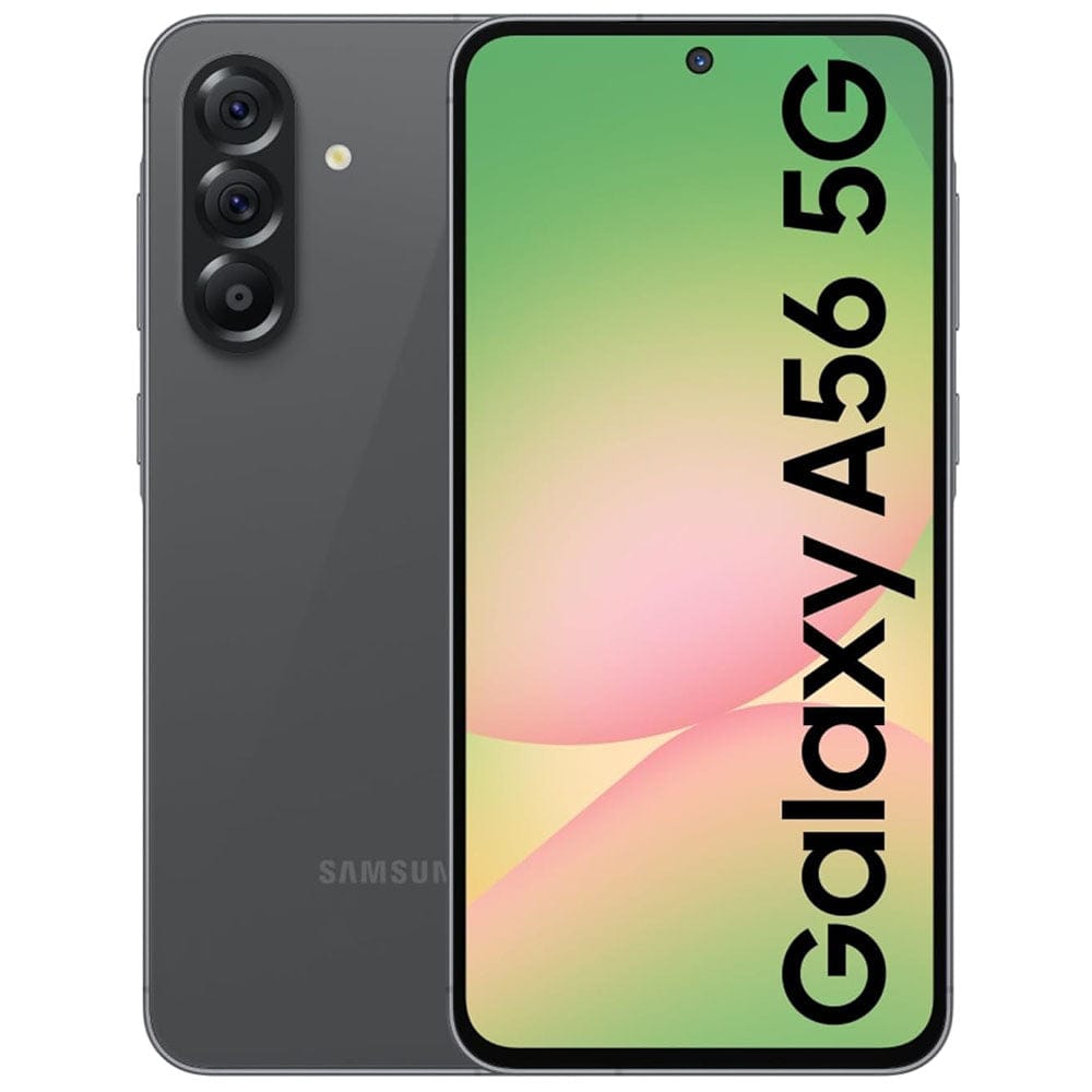 Samsung Galaxy A56 Dual SIM 5G smartphone with 8GB RAM, 128GB storage, large display and triple rear camera system.