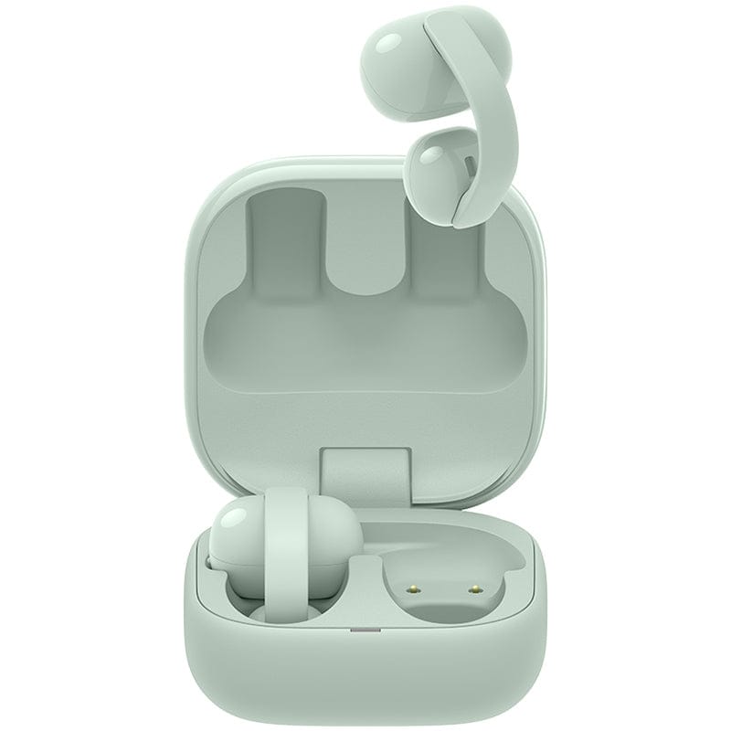 Sony LinkBuds WF-LC900 Clip Open-Ear Wireless Earbuds featuring an innovative open-ring design, lightweight ergonomic fit, crystal-clear audio, Bluetooth connectivity, hands-free calling, long battery life, and a compact charging case for comfortable all-day listening and environmental awareness.