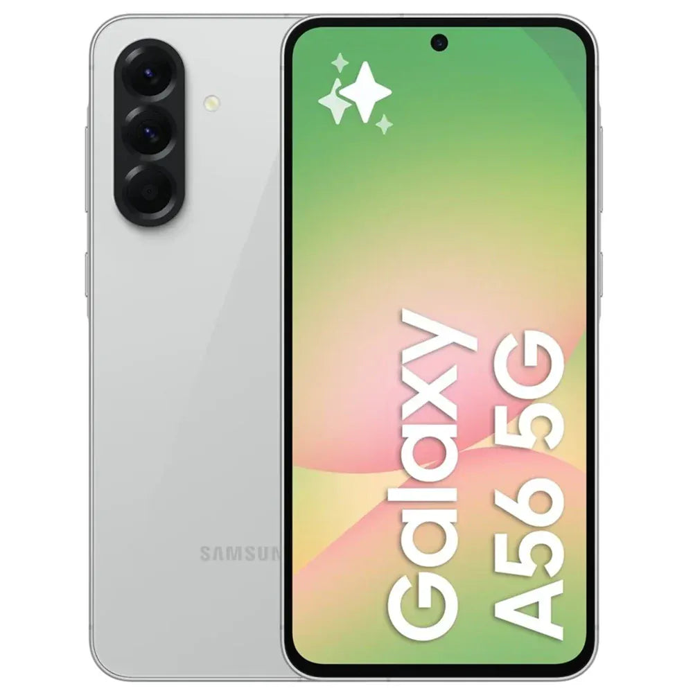 Samsung Galaxy A56 Dual SIM 5G smartphone with 8GB RAM, 128GB storage, large display and triple rear camera system.
