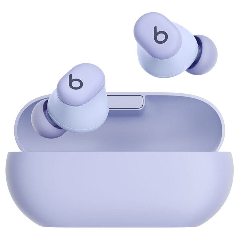 Beats Solo Buds true wireless earphones featuring a compact in-ear design, sleek charging case, premium audio performance, Bluetooth connectivity, ergonomic ear tips, and lightweight construction for music, calls, workouts, and everyday listening.
