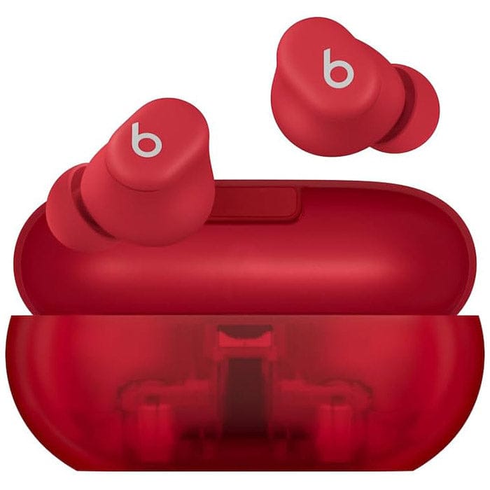 Beats Solo Buds true wireless earphones featuring a compact in-ear design, sleek charging case, premium audio performance, Bluetooth connectivity, ergonomic ear tips, and lightweight construction for music, calls, workouts, and everyday listening.
