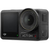 DJI Osmo Action 4 Adventure Combo action camera featuring a rugged waterproof design, ultra-wide lens, dual touchscreen displays, advanced RockSteady stabilization, 4K video recording, and included adventure accessories for travel, outdoor sports, vlogging, and action photography.