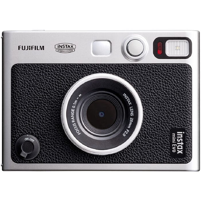 Fujifilm Instax Mini Evo Instant Camera (USB Type-C) featuring a premium retro-inspired design, hybrid digital and instant photography capabilities, multiple lens and film effects, instant photo printing, USB Type-C charging, and high-quality image capture for travel, creative photography, events, and everyday memories.
