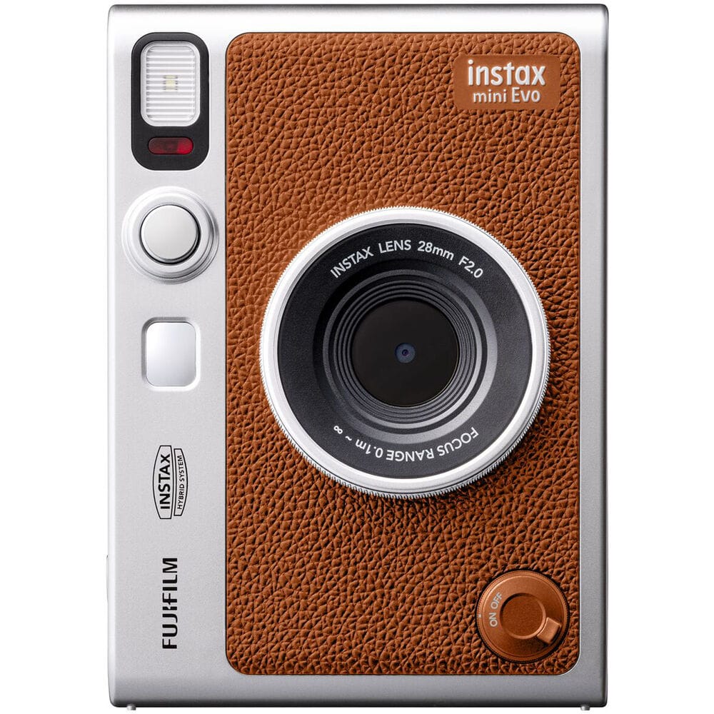 Fujifilm Instax Mini Evo Instant Camera (USB Type-C) featuring a premium retro-inspired design, hybrid digital and instant photography capabilities, multiple lens and film effects, instant photo printing, USB Type-C charging, and high-quality image capture for travel, creative photography, events, and everyday memories.