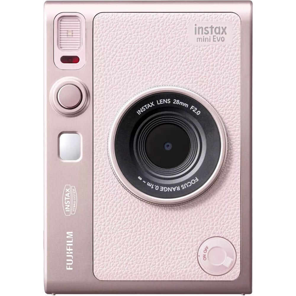 Fujifilm Instax Mini Evo Instant Camera (USB Type-C) featuring a premium retro-inspired design, hybrid digital and instant photography capabilities, multiple lens and film effects, instant photo printing, USB Type-C charging, and high-quality image capture for travel, creative photography, events, and everyday memories.