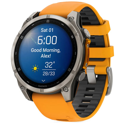 Garmin Fenix 8 47mm AMOLED Sapphire Titanium with Spark Orange/Graphite Silicone Band