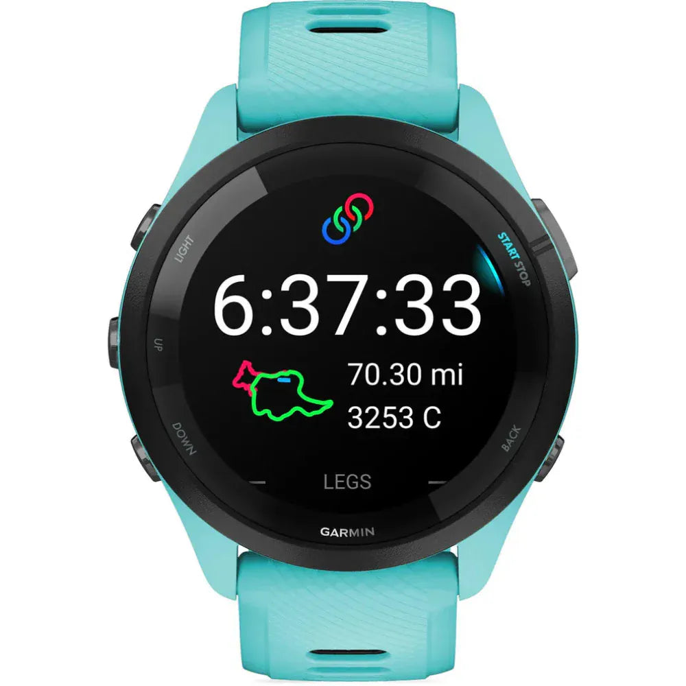 Garmin Forerunner 265 GPS Running Smartwatch featuring a vibrant AMOLED display, built-in GPS, advanced training metrics, heart rate tracking, and a lightweight design for runners and athletes.