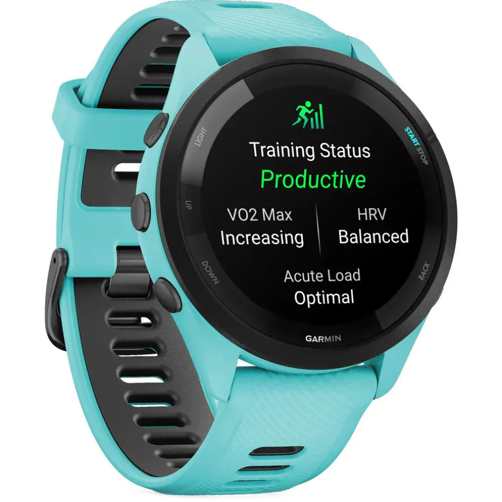 Garmin Forerunner 265 GPS Running Smartwatch featuring a vibrant AMOLED display, built-in GPS, advanced training metrics, heart rate tracking, and a lightweight design for runners and athletes.