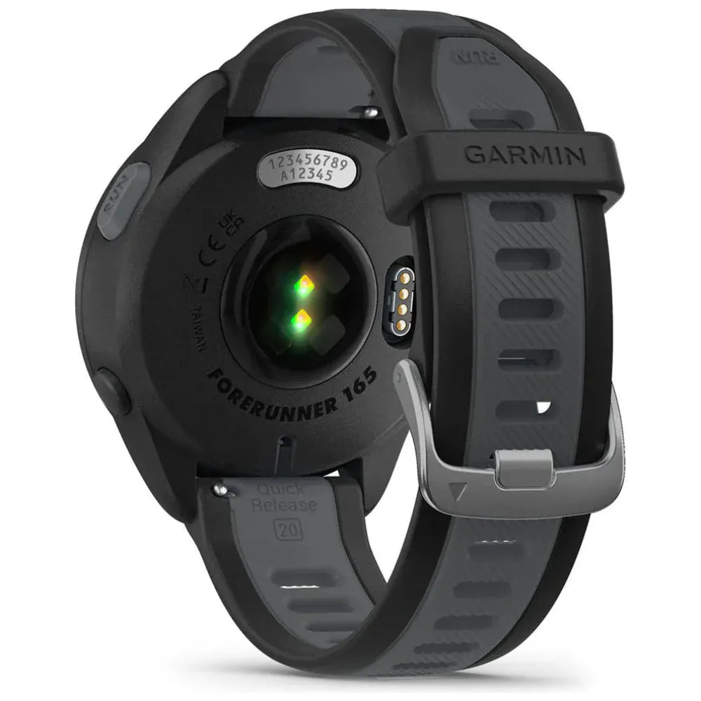 Garmin Forerunner 165 GPS Running Smartwatch with AMOLED display, built-in GPS, heart rate monitoring and advanced fitness tracking features.