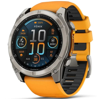 Garmin Smart Watch Garmin Fenix 8 51mm AMOLED Sapphire, Titanium with Spark Orange/Graphite Silicone Band