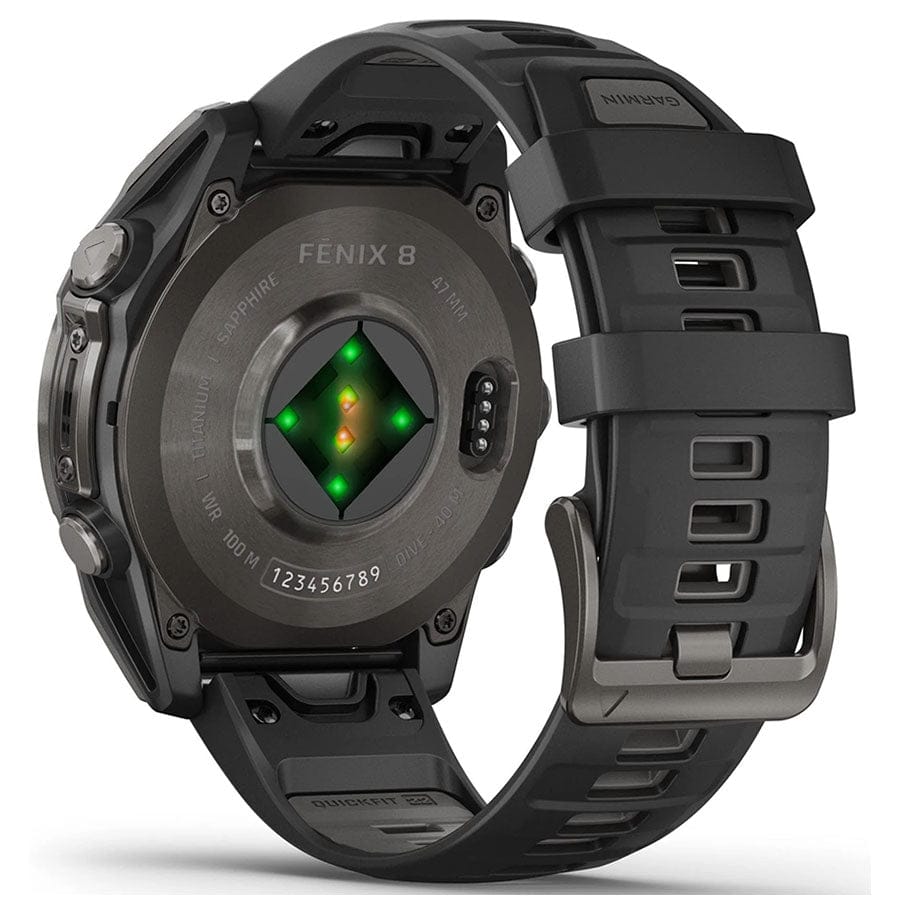 Garmin Smart Watch Garmin Fenix 8 47mm AMOLED Sapphire Carbon Grey DLC Titanium with Black/Pebble Grey Silicone Band