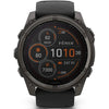 Garmin Smart Watch Garmin Fenix 8 51mm Solar Sapphire Carbon Grey DLC Titanium with Black/Pebble Grey Silicone Band