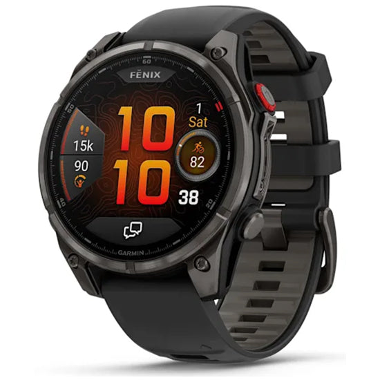 Garmin Fenix 8 Pro 51mm AMOLED Sapphire, Carbon Grey DLC Titanium with Black/Pebble Grey Silicone Band