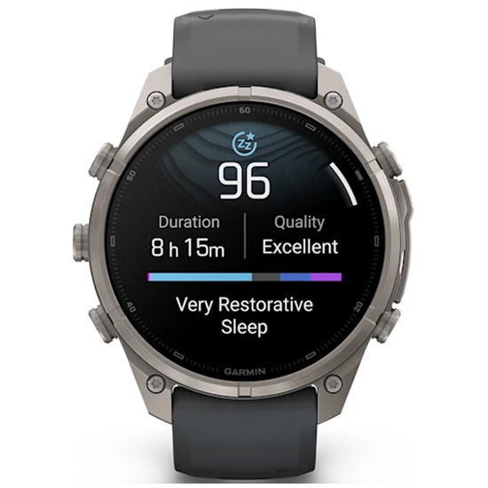 Garmin Fenix 9 Pro 47mm inReach LTE AMOLED Sapphire, Titanium with Graphite/Black Silicone Band Front