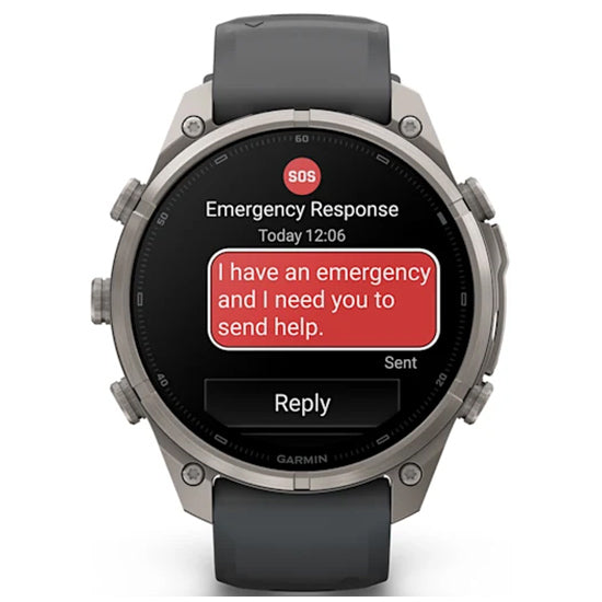 Garmin Fenix 9 Pro 47mm inReach LTE AMOLED Sapphire, Titanium with Graphite/Black Silicone Band Front