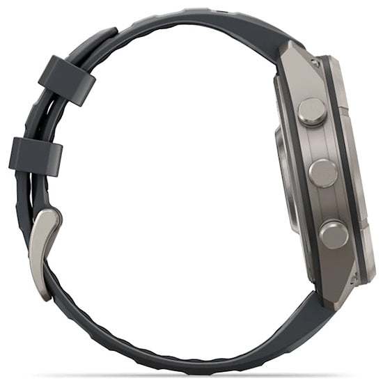 Garmin Fenix 9 Pro 47mm inReach LTE AMOLED Sapphire, Titanium with Graphite/Black Silicone Band Side