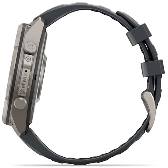 Garmin Fenix 9 Pro 47mm inReach LTE AMOLED Sapphire, Titanium with Graphite/Black Silicone Band Side
