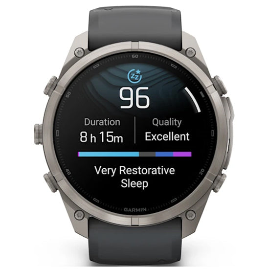 Garmin Fenix 9 Pro 51mm AMOLED Sapphire, Titanium with Graphite/Black Silicone Band Front