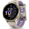 Garmin Smart Watch Soft Gold Titanium with French Gray Case and French Grey/Translucent Indigo Band Garmin Forerunner 970 GPS Running Smartwatch