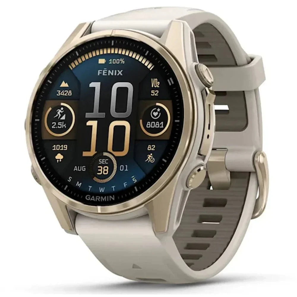 Garmin Smart Watch Soft Gold Garmin Fenix 8 43mm AMOLED Sapphire Soft Gold with Fog Gray/Dark Sandstone Silicone Band