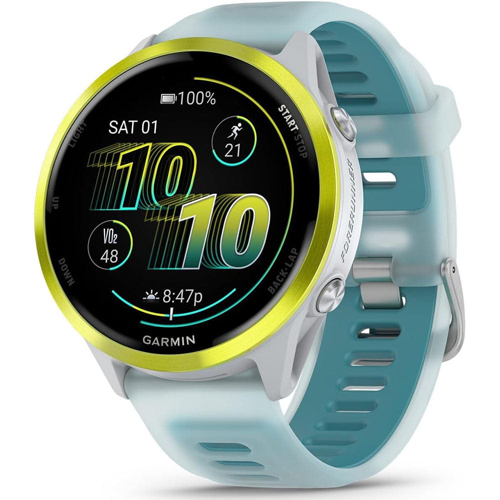 Garmin Smart Watch Amp Yellow Aluminum with Translucent Whitestone/Turquoise Band Garmin Forerunner 570 47mm GPS Running Smartwatch