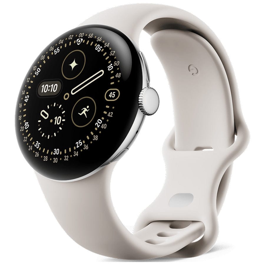 Google Smart Watch Polished Silver Aluminium Case/Porcelain Active Band Google Pixel Watch 4 (41mm Bluetooth/Wi-Fi)