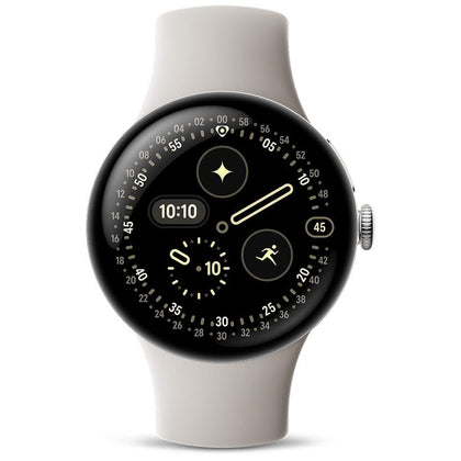 Google Smart Watch Polished Silver Aluminium Case/Porcelain Active Band Google Pixel Watch 4 (45mm Bluetooth/Wi-Fi) - International Model