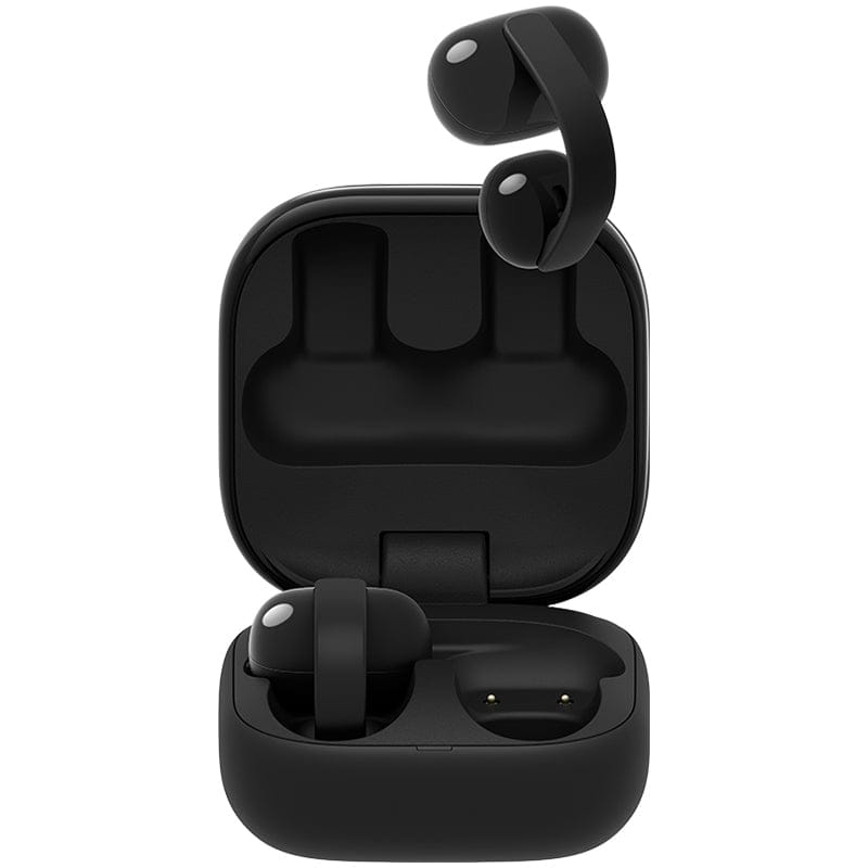 Sony LinkBuds WF-LC900 Clip Open-Ear Wireless Earbuds featuring an innovative open-ring design, lightweight ergonomic fit, crystal-clear audio, Bluetooth connectivity, hands-free calling, long battery life, and a compact charging case for comfortable all-day listening and environmental awareness.