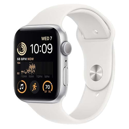 Apple Smart Watch White Apple Watch SE 2022, GPS 44mm Silver Aluminium Case with S/M Sport Band