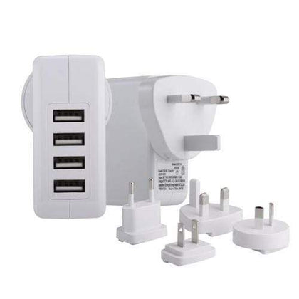Buy Mobile Australia Generic Accessories White 4 Port USB Travel Charger with AU, EU, UK, US Plugs